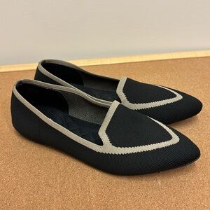 BIRDIES The Blackbird Flat Black Tan Slip On Knit Pointy Flats Washable SZ 9